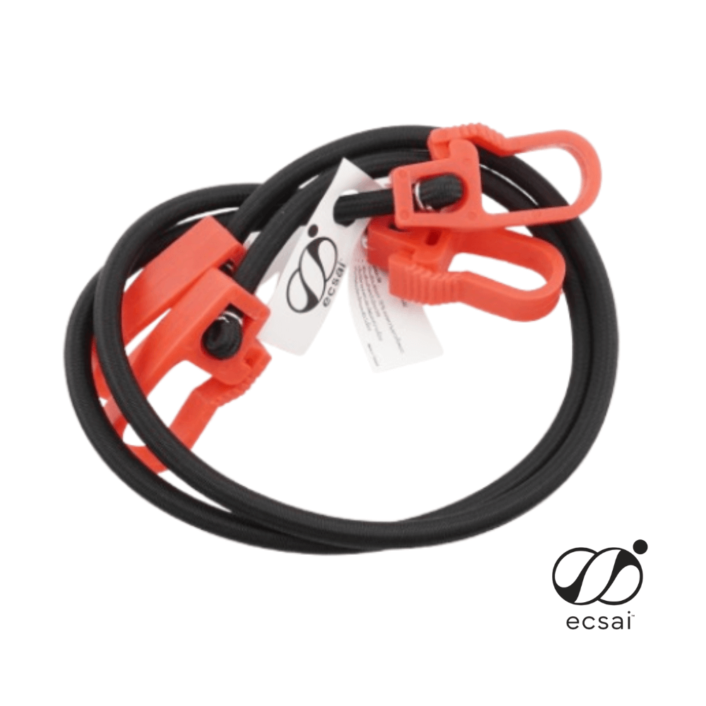 สายรัดยางยืด พร้อมตะขอพลาสติก ECSAI ขนาด 8 มม. ยาว 100 ซม. สีดำ (แพค 2 ชิ้น)